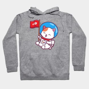 Cute Cat Astronaut Holding Flag Hoodie